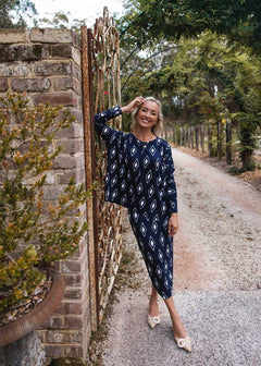 Stella Slouch Tee Sleeved - Navy Diamond