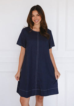 Stitched Up Dress - Navy