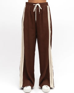 Side Stripe Track Pants - Chocolate