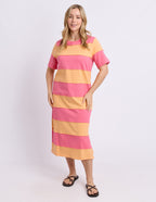 Bold Stripe Dress- Pink Lemonade/Peach