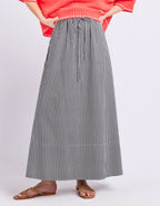 The Willow Skirt - Navy/White Stripe