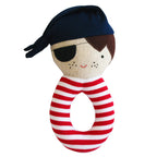 Linen Pirate Grab Rattle Navy