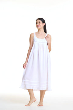 Laced Embroidery Nightie - White