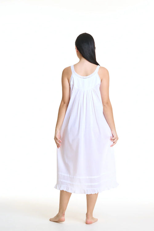 Laced Embroidery Nightie - White