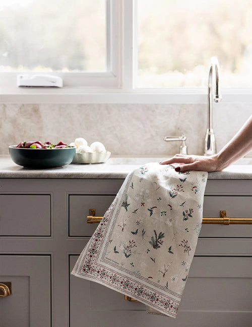 Heirloom Christmas Holly Tea Towel