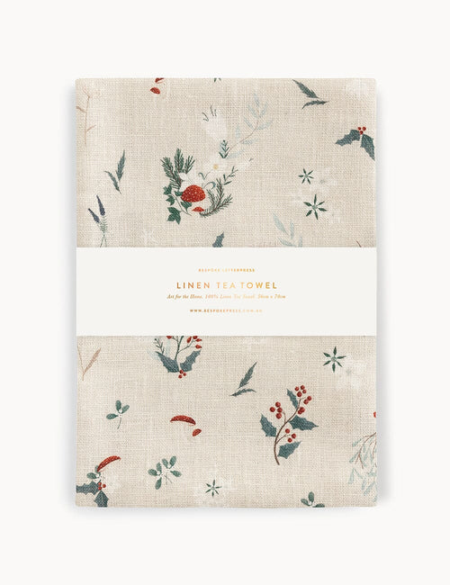 Heirloom Christmas Holly Tea Towel