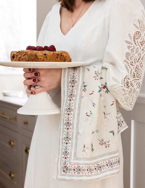 Heirloom Christmas Holly Tea Towel