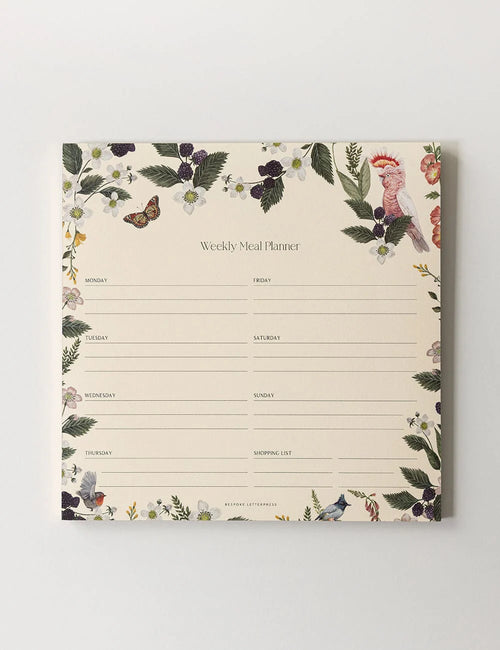 Magnetic Meal Planner Notepad - Cockatoo