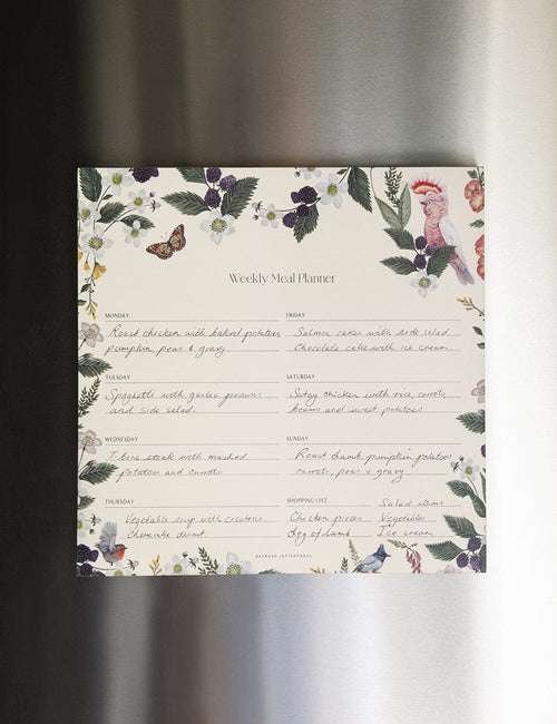 Magnetic Meal Planner Notepad - Cockatoo