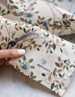 Linen Tea Towel - Camellia Tree