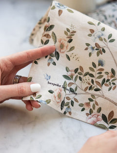 Linen Tea Towel - Camellia Tree