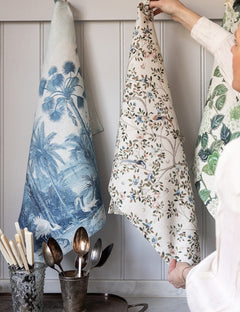 Linen Tea Towel - Camellia Tree