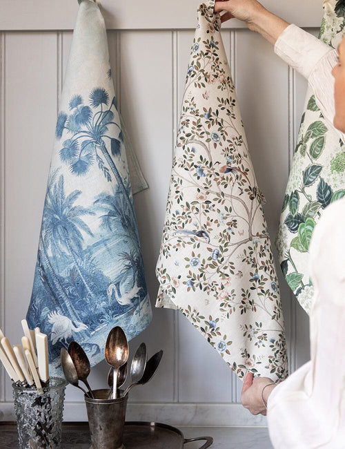 Linen Tea Towel - Camellia Tree