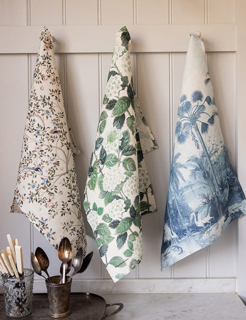 Linen Tea Towel - Camellia Tree