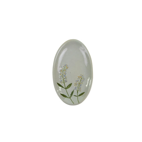 Fiori Ceramic Oval Plate - Natural/Blue