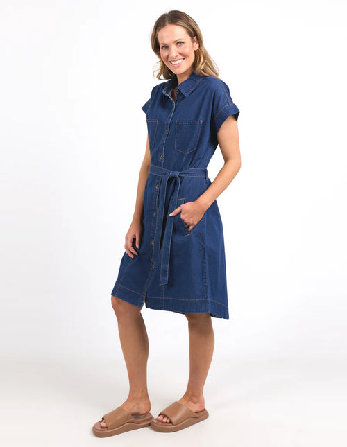 Everleigh Denim Dress - Dark Blue