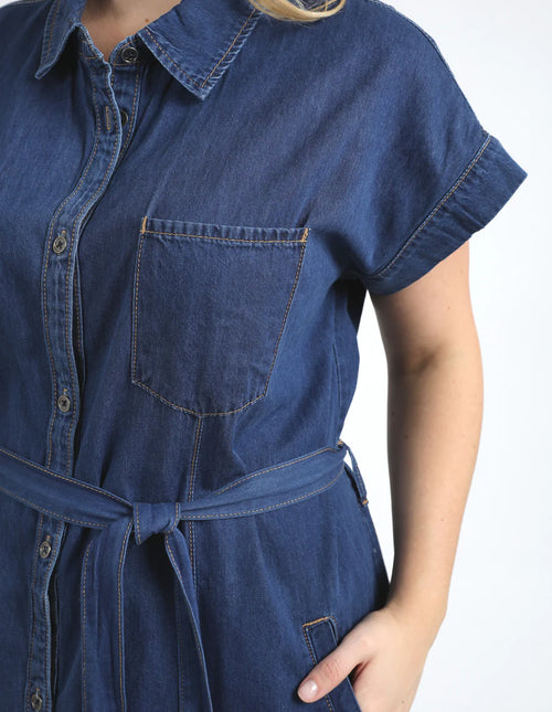 Everleigh Denim Dress - Dark Blue