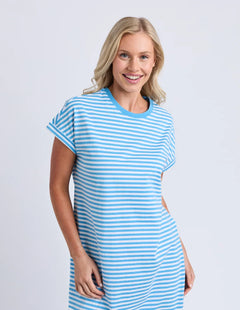 Yarra Stripe Dress - Azure Blue/White