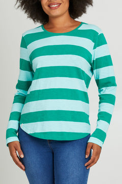 Spritz Stripe Long Sleeve Tee - Green
