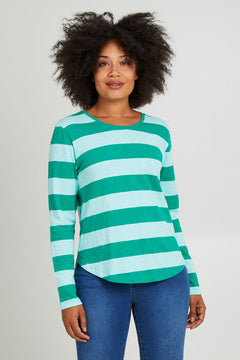Spritz Stripe Long Sleeve Tee - Green