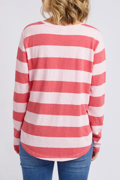 Spritz Stripe Long Sleeve Tee - Coral