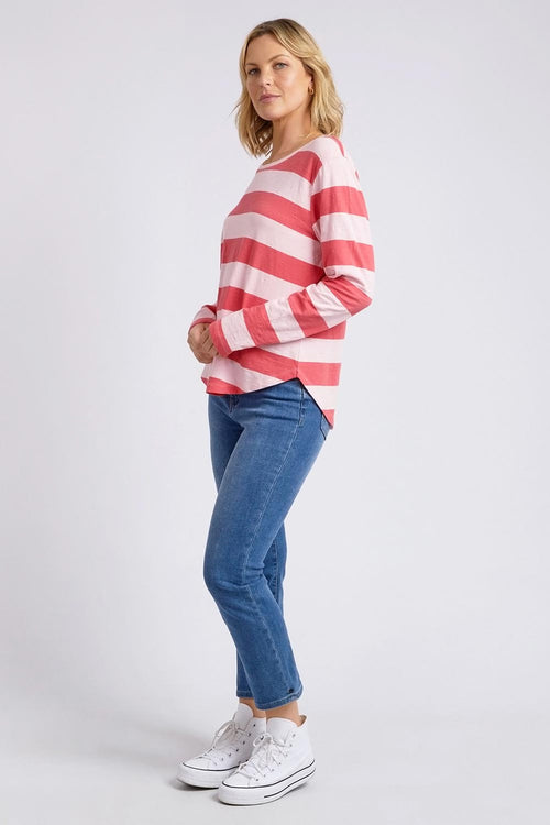 Spritz Stripe Long Sleeve Tee - Coral