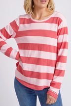 Spritz Stripe Long Sleeve Tee - Coral