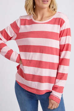 Spritz Stripe Long Sleeve Tee - Coral