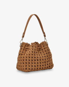 Box Weave Bucket Bag - Tan