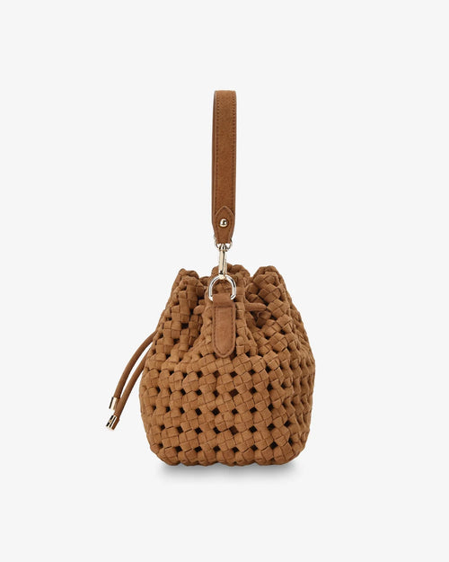 Box Weave Bucket Bag - Tan