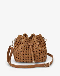 Box Weave Bucket Bag - Tan