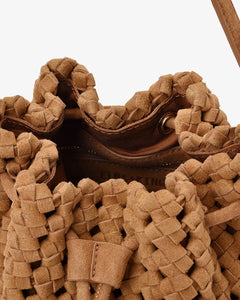 Box Weave Bucket Bag - Tan