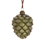 Frosted green pinecone bauble