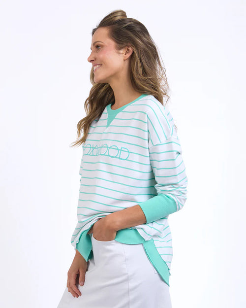 Simplified Stripe Crew - Neon Mint