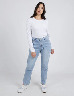Scoop Long Sleeve Rib - White