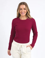 Scoop Long Sleeve Rib - Beetroot Red