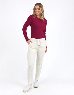 Scoop Long Sleeve Rib - Beetroot Red