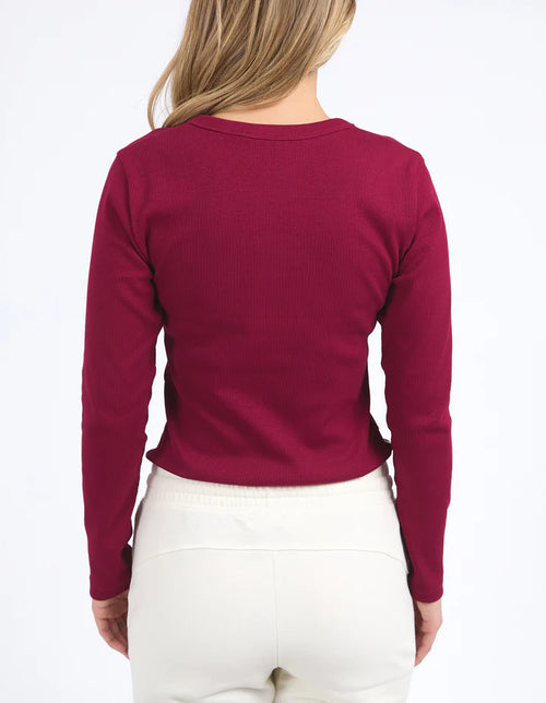 Scoop Long Sleeve Rib - Beetroot Red