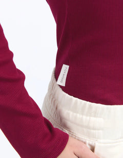 Scoop Long Sleeve Rib - Beetroot Red