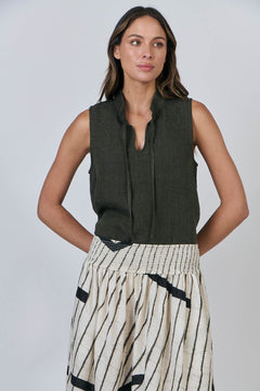Sleeveless Linen Top - Licorice