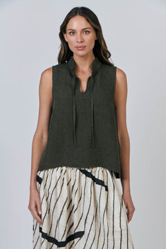 Sleeveless Linen Top - Licorice