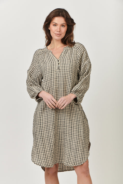 Linen Dress - Black Matrix