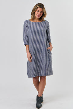 Midi Dress - Blue Stripe