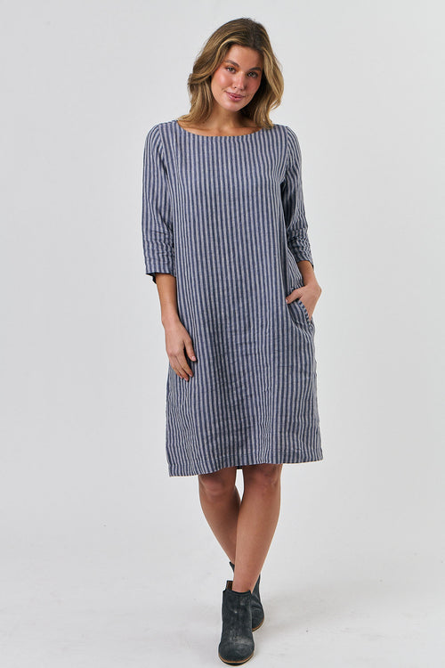 Midi Dress - Blue Stripe