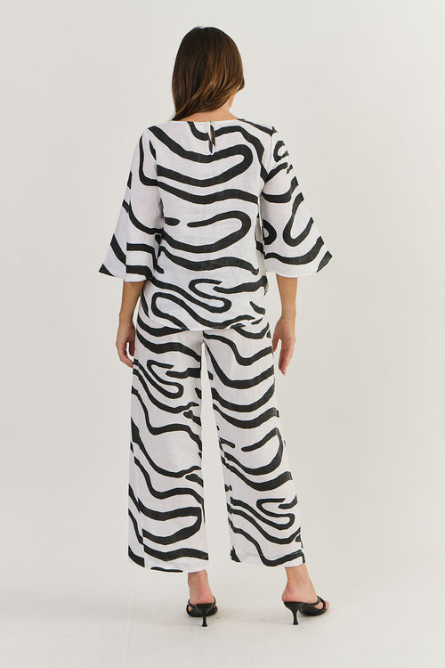 Linen Top - Black Ribbon