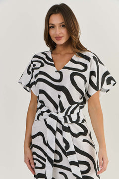 Linen Tie Dress - Black Ribbon