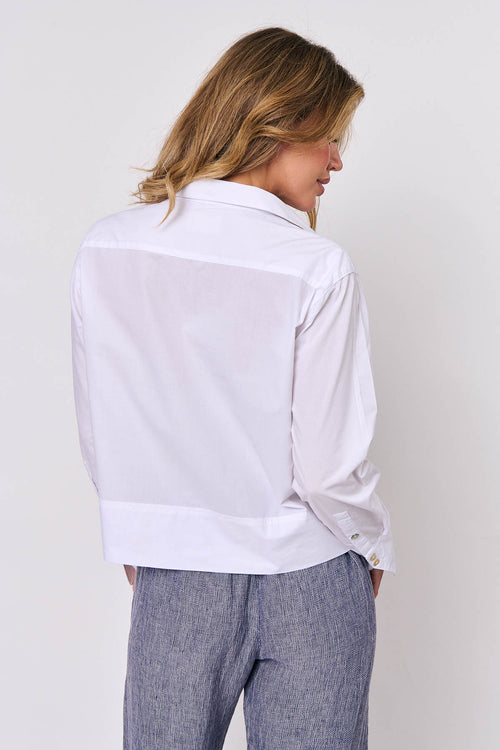 Button through Top - White
