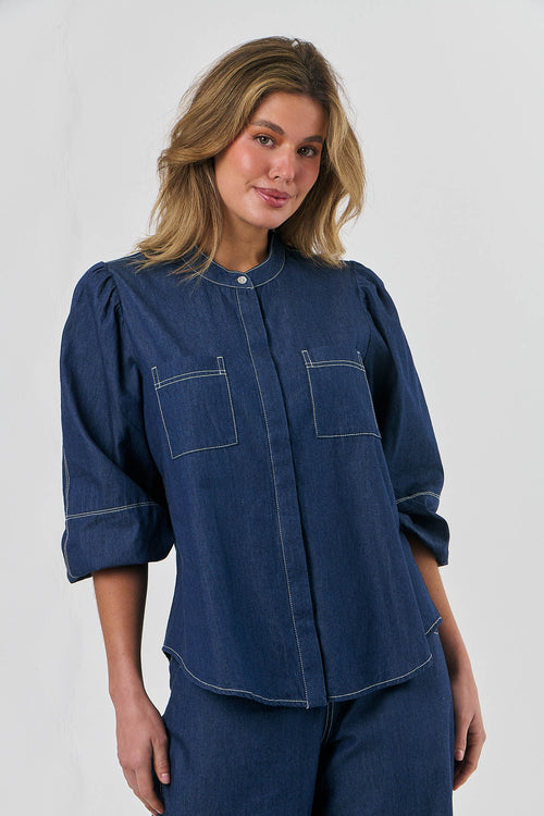 Button through top - Denim