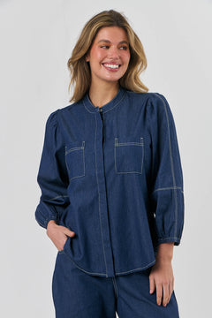 Button through top - Denim