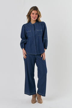 Button through top - Denim